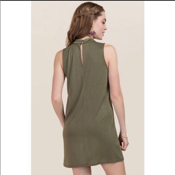 Alya Consuela Cowl Neck Chocker Olive Dress medium - Picture 2 of 8